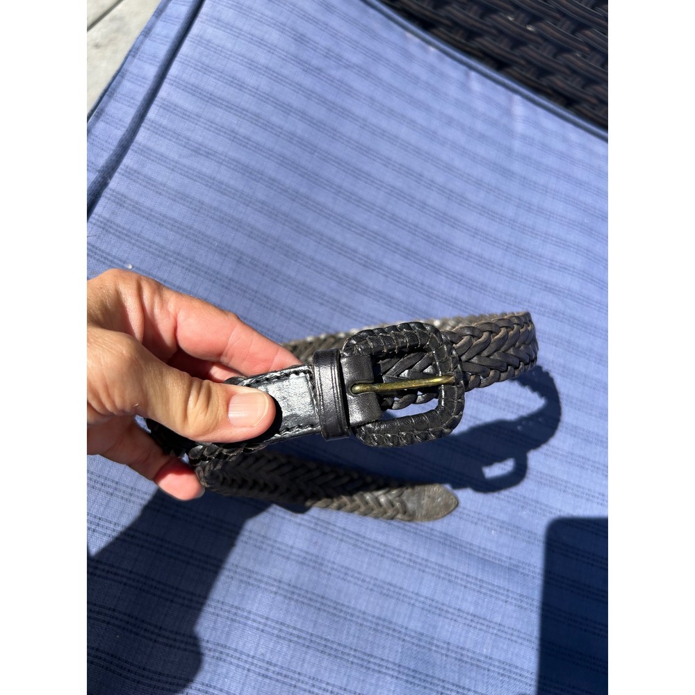 Polo Ralph Lauren Black Braided Leather Belt Made in England Size 28